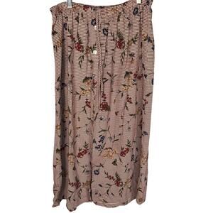 Vintage Teddi Floral Button Front Maxi skirt‎ Women Med Cottage Prairie Peasant